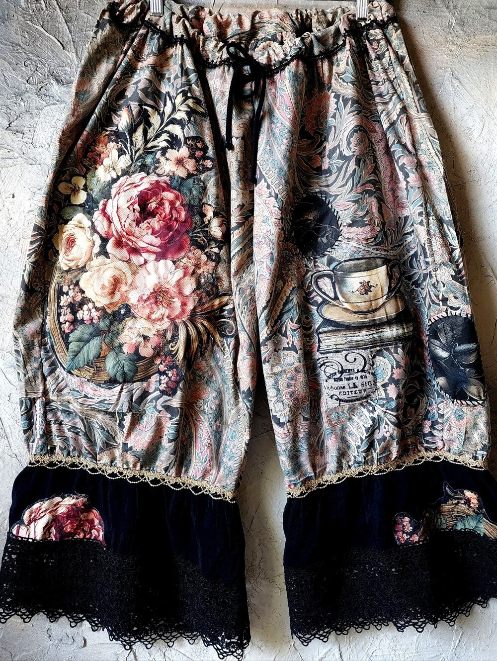 Bloomers Victorian Pants Paisley Black Ruffles Rose Angel Patchwork Golden Lace